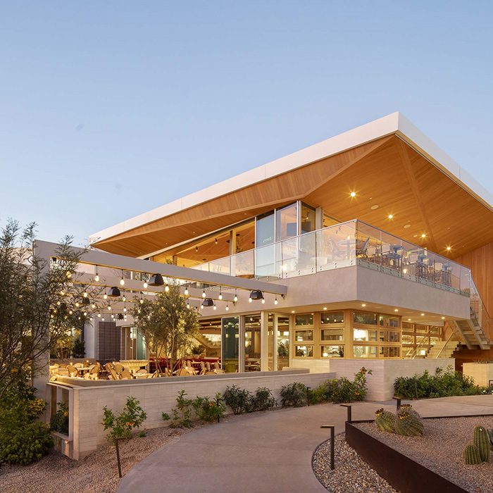 Pinyon Coastal Mediterranean is along Civic Center Park in Old Town Scottsdale